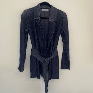 M.M.Lafleur Merritt Jardigan Belted Ribbed Knit Sweater Cardigan Navy Small